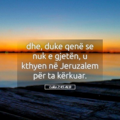 Picture 05 - Luka 2:45 ALB - dhe, duke qenë se nuk e gjetën, u kthyen në - Bible Verse Picture