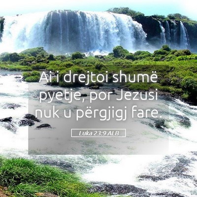 Picture 05 - Luka 23:9 ALB - Ai i drejtoi shumë pyetje, por Jezusi nuk u - Bible Verse Picture