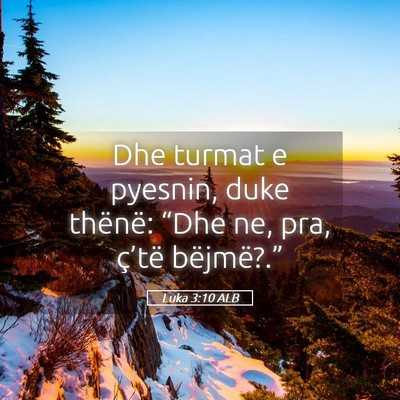 Picture 05 - Luka 3:10 ALB - Dhe turmat e pyesnin, duke thënë: “Dhe ne, - Bible Verse Picture