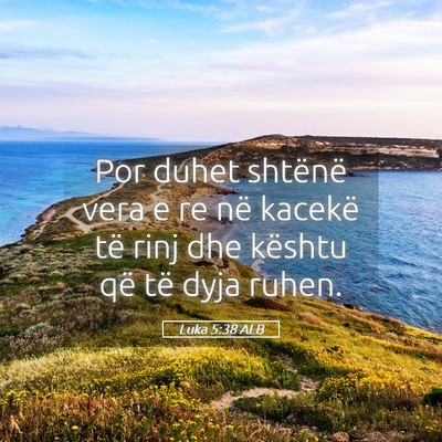 Picture 05 - Luka 5:38 ALB - Por duhet shtënë vera e re në kacekë të rinj - Bible Verse Picture