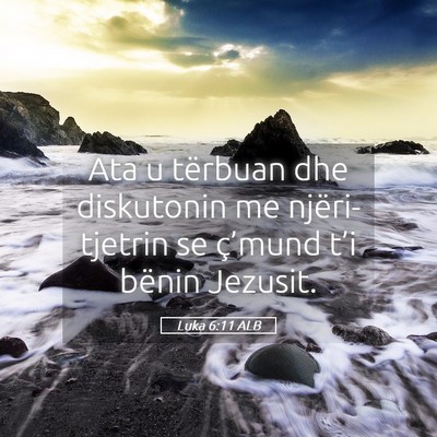 Picture 05 - Luka 6:11 ALB - Ata u tërbuan dhe diskutonin me njëri-tjetrin - Bible Verse Picture
