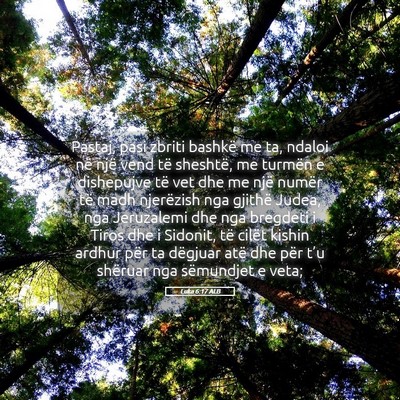 Picture 05 - Luka 6:17 ALB - Pastaj, pasi zbriti bashkë me ta, ndaloi në - Bible Verse Picture