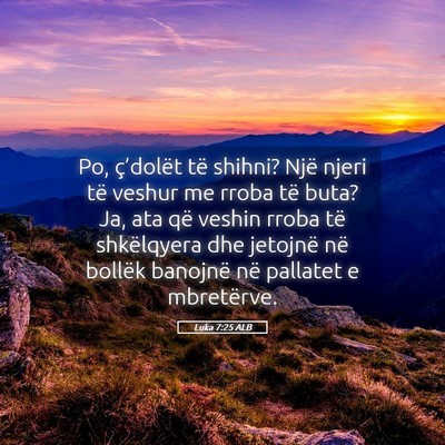 Picture 05 - Luka 7:25 ALB - Po, ç’dolët të shihni? Një njeri të veshur - Bible Verse Picture