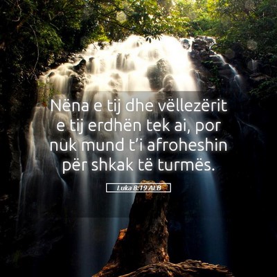 Picture 05 - Luka 8:19 ALB - Nëna e tij dhe vëllezërit e tij erdhën tek - Bible Verse Picture