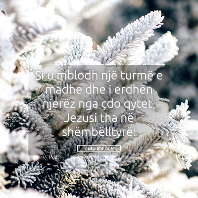 Picture 05 - Luka 8:4 ALB - Si u mblodh një turmë e madhe dhe i erdhën - Bible Verse Picture