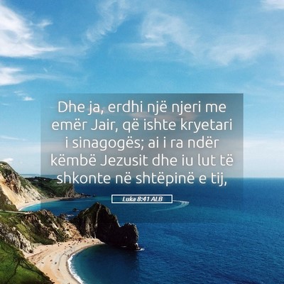 Picture 05 - Luka 8:41 ALB - Dhe ja, erdhi një njeri me emër Jair, që ishte - Bible Verse Picture