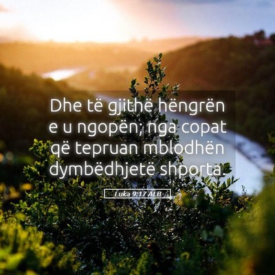 Picture 05 - Luka 9:17 ALB - Dhe të gjithë hëngrën e u ngopën; nga copat - Bible Verse Picture