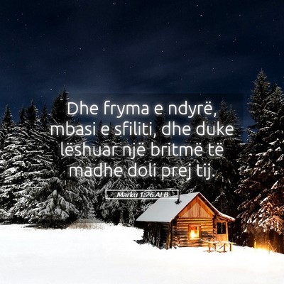 Picture 05 - Marku 1:26 ALB - Dhe fryma e ndyrë, mbasi e sfiliti, dhe duke - Bible Verse Picture