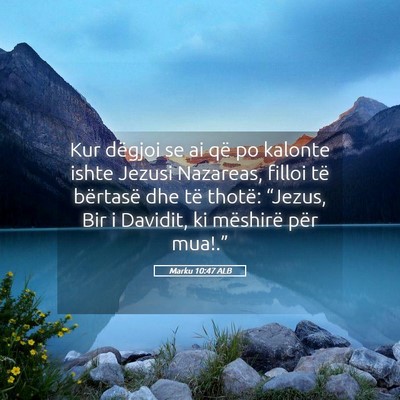 Picture 05 - Marku 10:47 ALB - Kur dëgjoi se ai që po kalonte ishte Jezusi - Bible Verse Picture