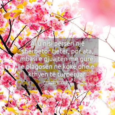 Picture 05 - Marku 12:4 ALB - Ai u nisi përsëri një shërbëtor tjetër, por - Bible Verse Picture