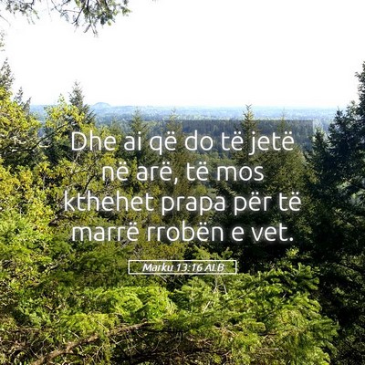 Picture 05 - Marku 13:16 ALB - Dhe ai që do të jetë në arë, të mos kthehet - Bible Verse Picture