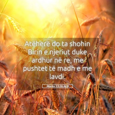 Picture 05 - Marku 13:26 ALB - Atëherë do ta shohin Birin e njeriut duke - Bible Verse Picture