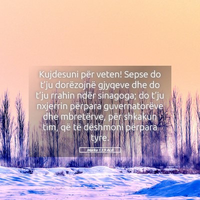 Picture 05 - Marku 13:9 ALB - Kujdesuni për veten! Sepse do t’ju dorëzojnë - Bible Verse Picture