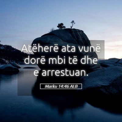 Picture 05 - Marku 14:46 ALB - Atëherë ata vunë dorë mbi të dhe e - Bible Verse Picture