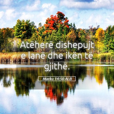 Picture 05 - Marku 14:50 ALB - Atëherë dishepujt e lanë dhe ikën të - Bible Verse Picture