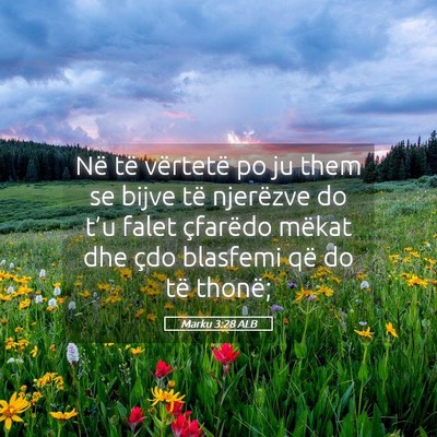 Picture 05 - Marku 3:28 ALB - Në të vërtetë po ju them se bijve të - Bible Verse Picture