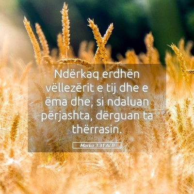 Picture 05 - Marku 3:31 ALB - Ndërkaq erdhën vëllezërit e tij dhe e ëma - Bible Verse Picture