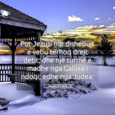 Picture 05 - Marku 3:7 ALB - Por Jezusi me dishepujt e vet u tërhoq drejt - Bible Verse Picture