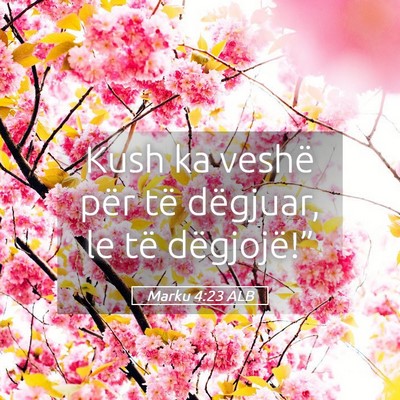 Picture 05 - Marku 4:23 ALB - Kush ka veshë për të dëgjuar, le të - Bible Verse Picture