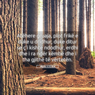 Picture 05 - Marku 5:33 ALB - Atëhere gruaja, plot frikë e duke u dridhur, - Bible Verse Picture