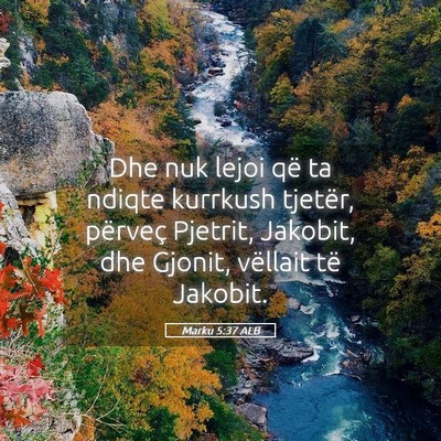 Picture 05 - Marku 5:37 ALB - Dhe nuk lejoi që ta ndiqte kurrkush tjetër, - Bible Verse Picture