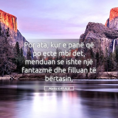 Picture 05 - Marku 6:49 ALB - Por ata, kur e panë që po ecte mbi det, menduan - Bible Verse Picture
