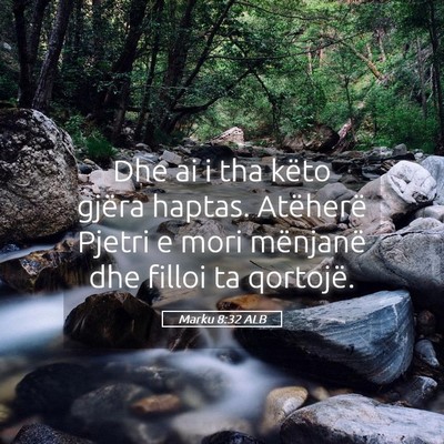 Picture 05 - Marku 8:32 ALB - Dhe ai i tha këto gjëra haptas. Atëherë - Bible Verse Picture