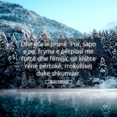 Picture 05 - Marku 9:20 ALB - Dhe ata ia prunë. Por, sapo e pa, fryma e - Bible Verse Picture