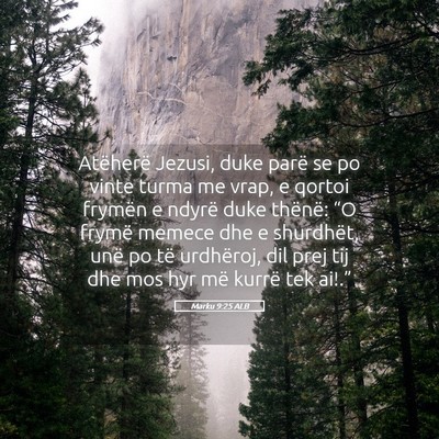 Picture 05 - Marku 9:25 ALB - Atëherë Jezusi, duke parë se po vinte turma me - Bible Verse Picture