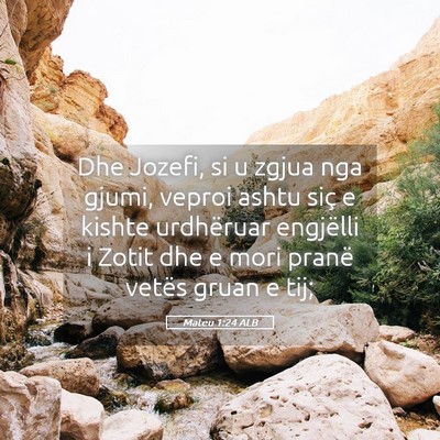 Picture 05 - Mateu 1:24 ALB - Dhe Jozefi, si u zgjua nga gjumi, veproi ashtu - Bible Verse Picture