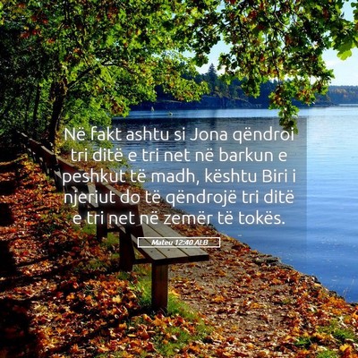 Picture 05 - Mateu 12:40 ALB - Në fakt ashtu si Jona qëndroi tri ditë e tri - Bible Verse Picture