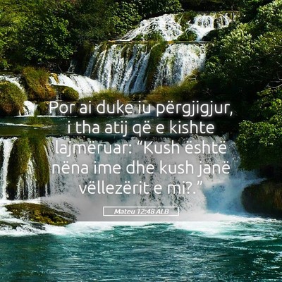 Picture 05 - Mateu 12:48 ALB - Por ai duke iu përgjigjur, i tha atij që e - Bible Verse Picture