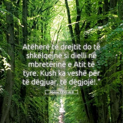 Picture 05 - Mateu 13:43 ALB - Atëherë të drejtit do të shkëlqejnë si - Bible Verse Picture