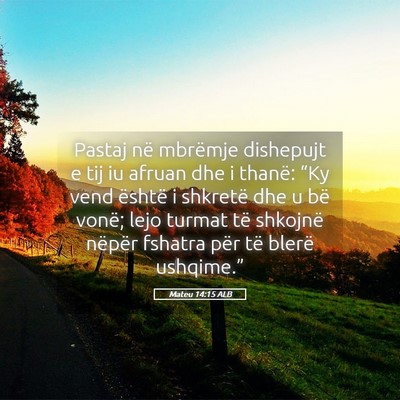 Picture 05 - Mateu 14:15 ALB - Pastaj në mbrëmje dishepujt e tij iu afruan dhe - Bible Verse Picture
