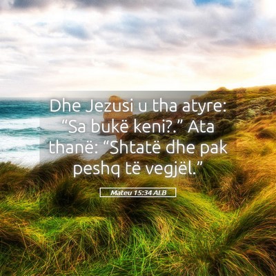Picture 05 - Mateu 15:34 ALB - Dhe Jezusi u tha atyre: “Sa bukë keni?.” Ata - Bible Verse Picture