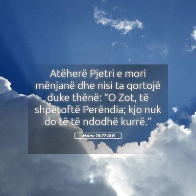 Picture 05 - Mateu 16:22 ALB - Atëherë Pjetri e mori mënjanë dhe nisi ta - Bible Verse Picture