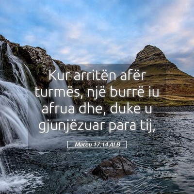 Picture 05 - Mateu 17:14 ALB - Kur arritën afër turmës, një burrë iu afrua - Bible Verse Picture