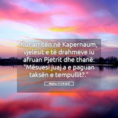 Picture 05 - Mateu 17:24 ALB - Kur arritën në Kapernaum, vjelësit e të - Bible Verse Picture