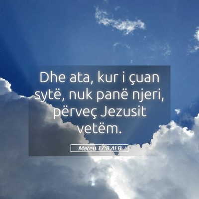 Picture 05 - Mateu 17:8 ALB - Dhe ata, kur i çuan sytë, nuk panë njeri, - Bible Verse Picture