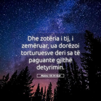 Picture 05 - Mateu 18:34 ALB - Dhe zotëria i tij, i zemëruar, ua dorëzoi - Bible Verse Picture