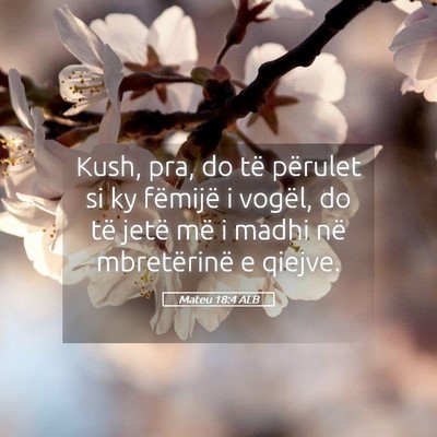 Picture 05 - Mateu 18:4 ALB - Kush, pra, do të përulet si ky fëmijë i - Bible Verse Picture