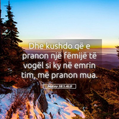 Picture 05 - Mateu 18:5 ALB - Dhe kushdo që e pranon një fëmijë të vogël - Bible Verse Picture