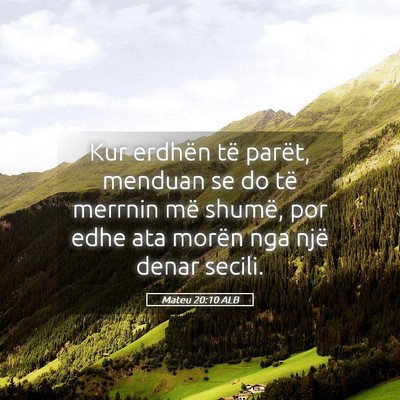 Picture 05 - Mateu 20:10 ALB - Kur erdhën të parët, menduan se do të merrnin - Bible Verse Picture