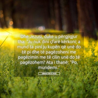 Picture 05 - Mateu 20:22 ALB - Dhe Jezusi, duke u përgjigjur tha: “Ju nuk - Bible Verse Picture