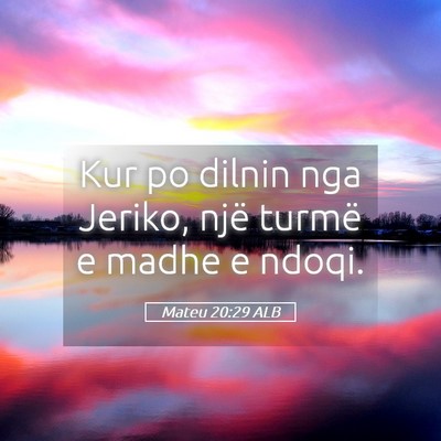 Picture 05 - Mateu 20:29 ALB - Kur po dilnin nga Jeriko, një turmë e madhe e - Bible Verse Picture