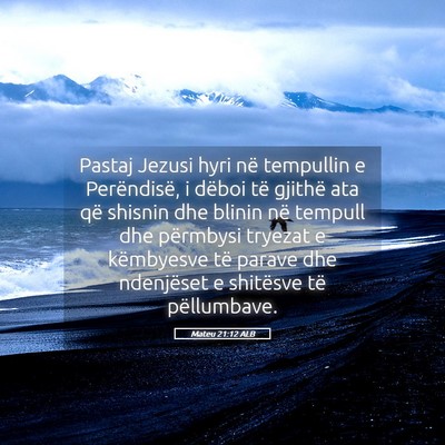 Picture 05 - Mateu 21:12 ALB - Pastaj Jezusi hyri në tempullin e Perëndisë, i - Bible Verse Picture
