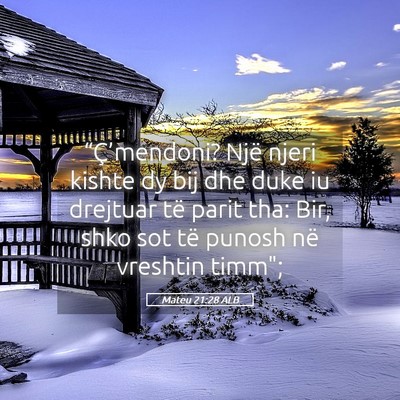 Picture 05 - Mateu 21:28 ALB - “Ç’mendoni? Një njeri kishte dy bij dhe - Bible Verse Picture