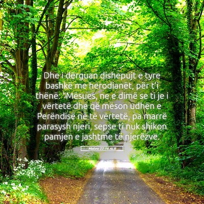 Picture 05 - Mateu 22:16 ALB - Dhe i dërguan dishepujt e tyre bashkë me - Bible Verse Picture