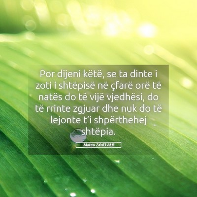 Picture 05 - Mateu 24:43 ALB - Por dijeni këtë, se ta dinte i zoti i - Bible Verse Picture