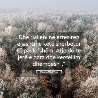 Picture 05 - Mateu 25:30 ALB - Dhe flakeni në errësirën e jashtme këtë - Bible Verse Picture